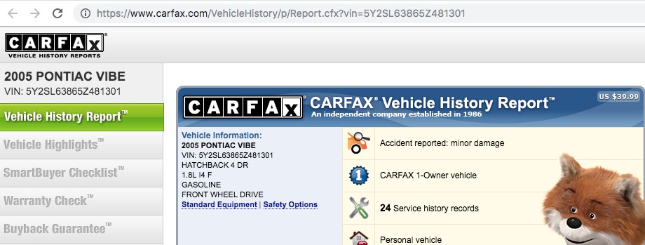 free car fax report