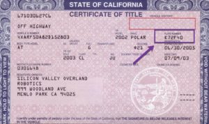 California Certificate of Title