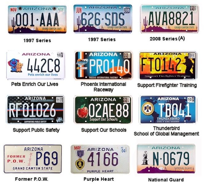 Type of Arizona license plates