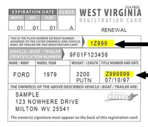 West Virginia registration card