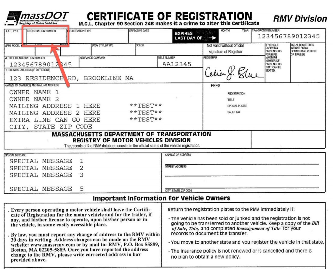Massachusetts certificate of registration