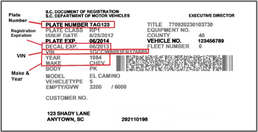 New Jersey vehicle document of registration