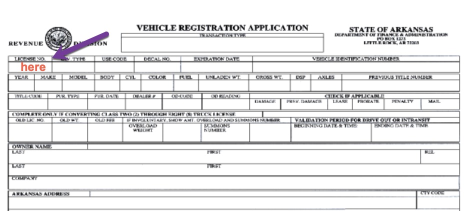 arkansas vehicle registration