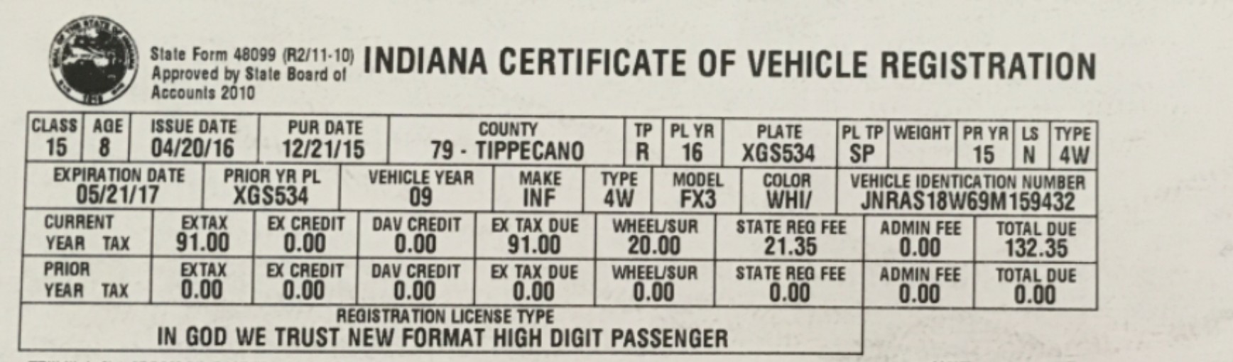 indiana vehicle registration