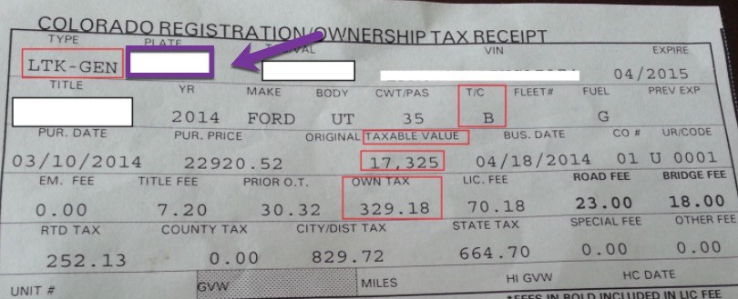 colorado vehicle registration card