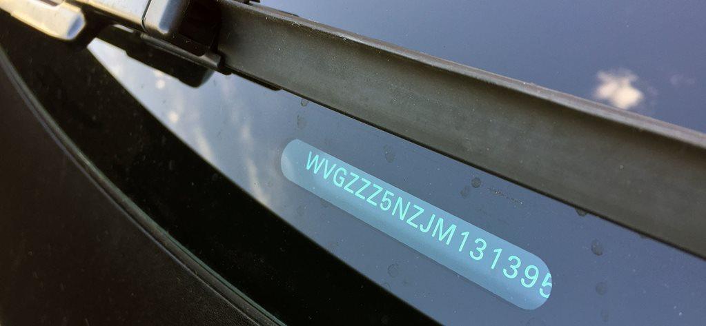 VIN number on a car.
