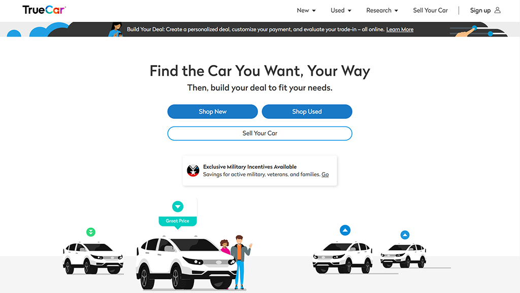 Screenshot of the Truecar website.