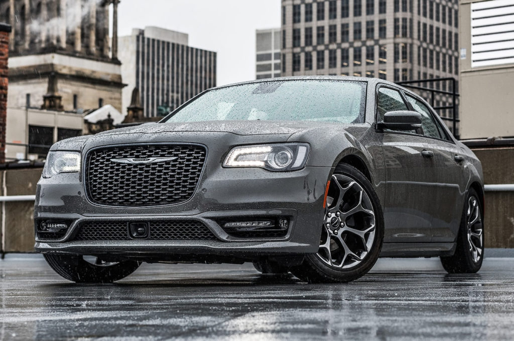 A grey 2022 Chrysler 300S car with a V8 engine. 