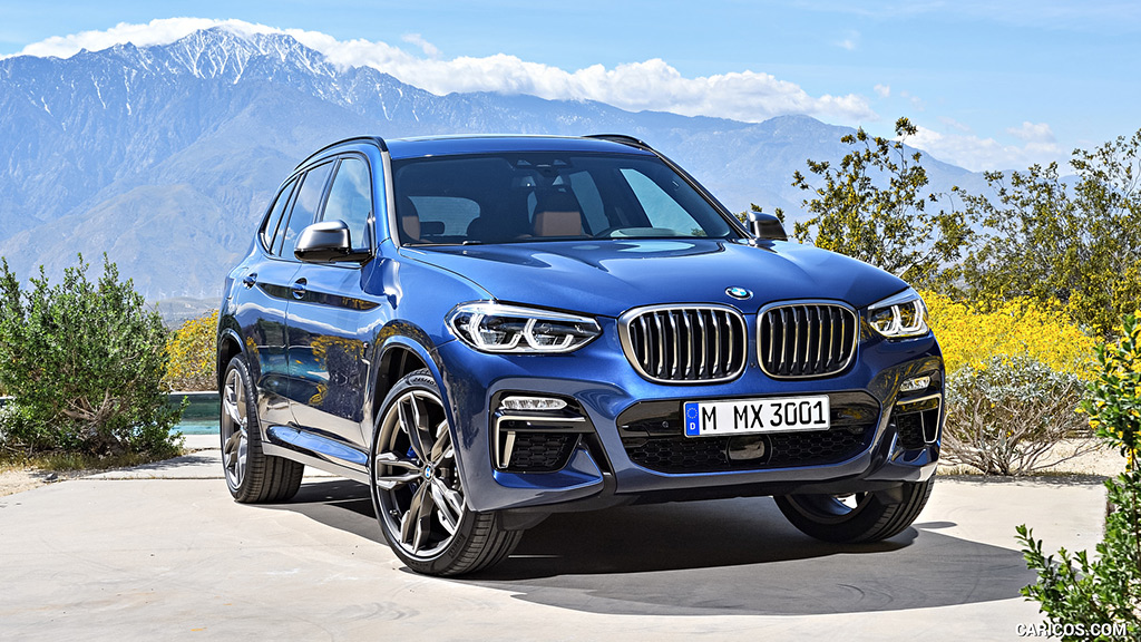 A blue 2019 BMW X3.