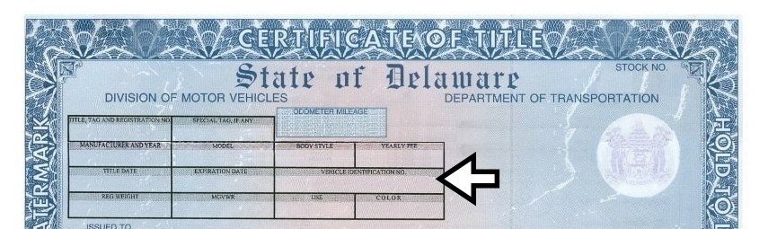 Delaware certificate of title sample