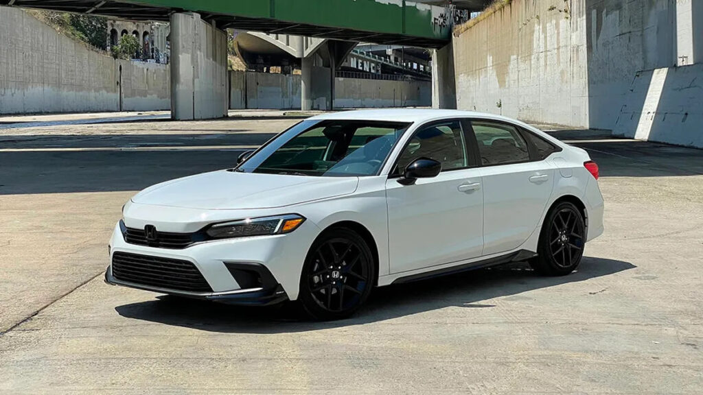 A parked white 2022 Honda Civic