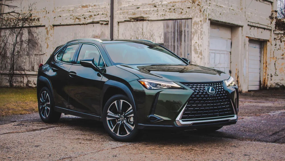 A parked green 2019 Lexus UX200