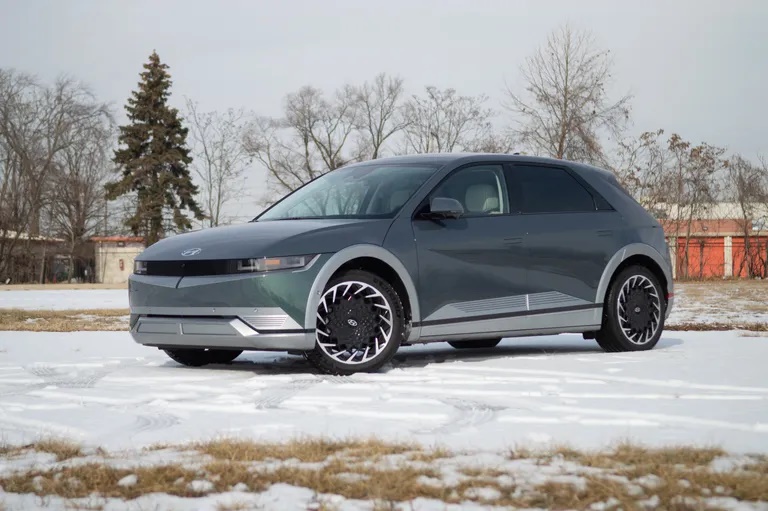 A parked 2022 Hyundai Ioniq 5 in the snow