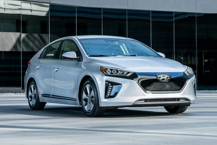 A parked silver 2018 Hyundai Ioniq