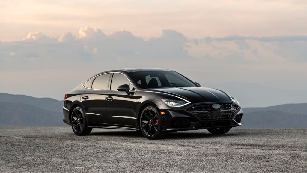 A parked black 2022 Hyundai Sonata