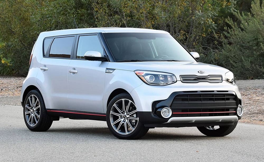 A parked white 2018 Kia Soul