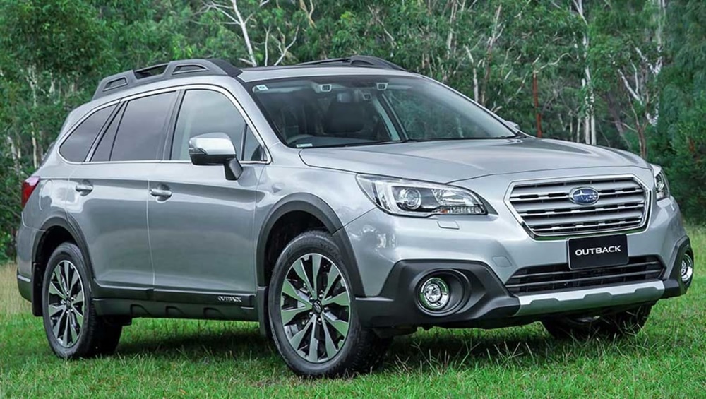 A parked silver 2016 Subaru Outback