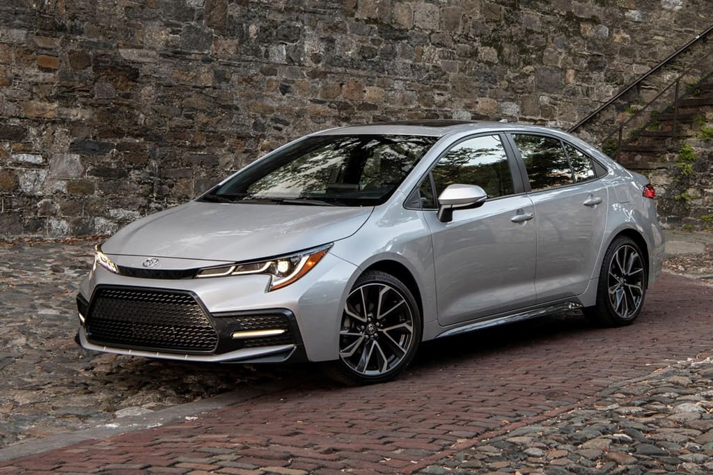 A parked silver 2022 Toyota Corolla