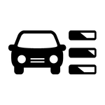 vehicle specs icon of car and three lines next to it