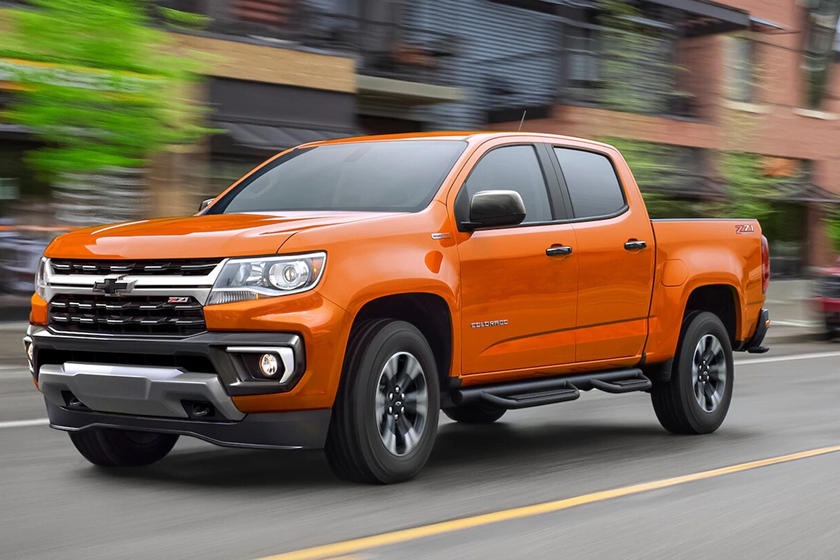 An orange 2022 Chevrolet Colorado on the move