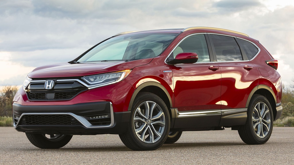 A parked red 2022 Honda CR V Hybrid