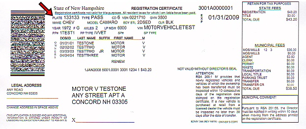 New Hampshire Registration Certificate New Hampshire Registration Certificate