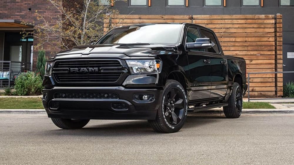 A parked black 2021 Ram 1500