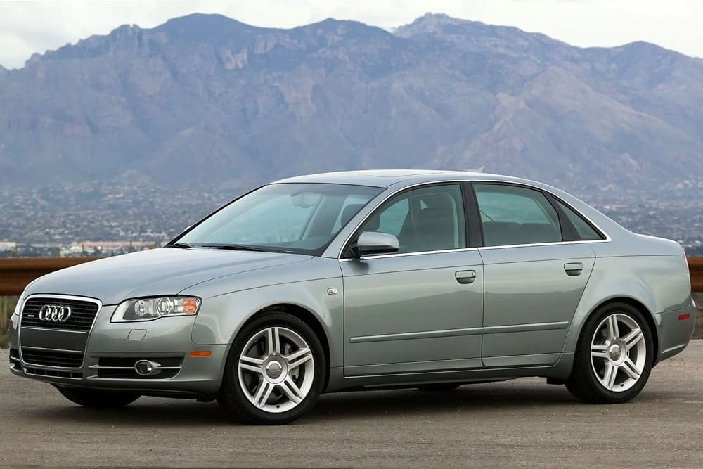 A parked silver 2007 Audi A4