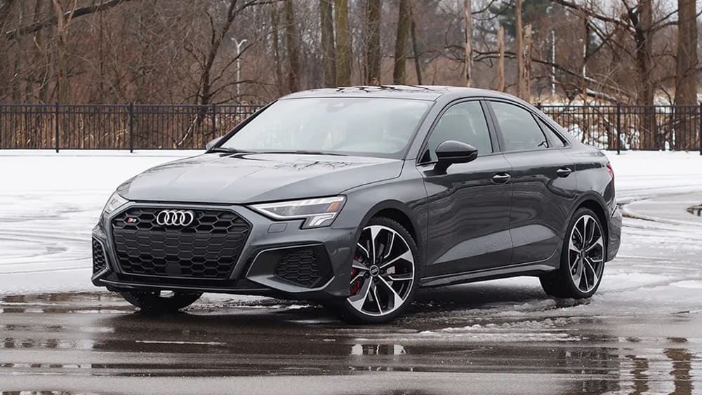 A parked grey 2022 Audi S3