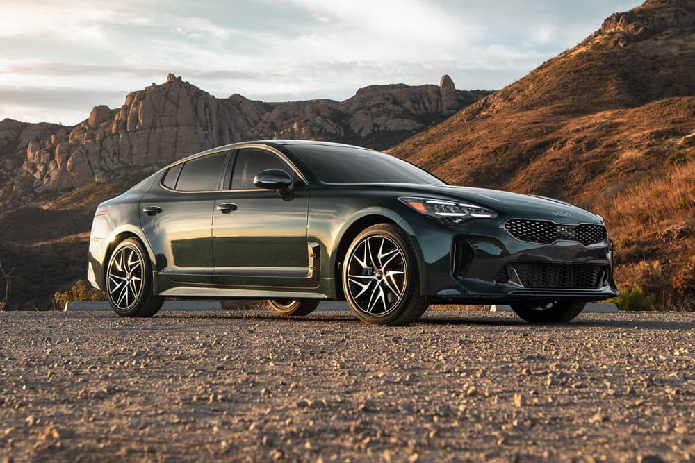 A parked grey 2022 Kia Stinger