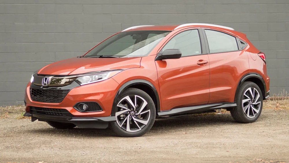 A parked orange 2019 Honda HR-V