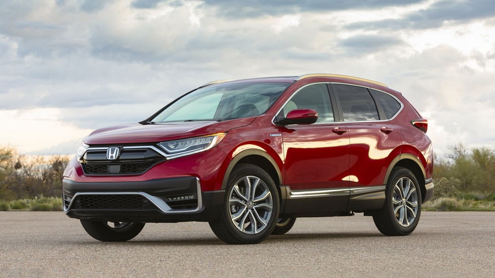 A parked red 2022 Honda CR-V Hybrid