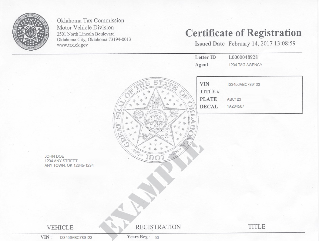 Oklahoma certificate of registration Oklahoma certificate of registration
