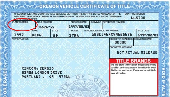 Oregon vehicle certificate of title Oregon vehicle certificate of title