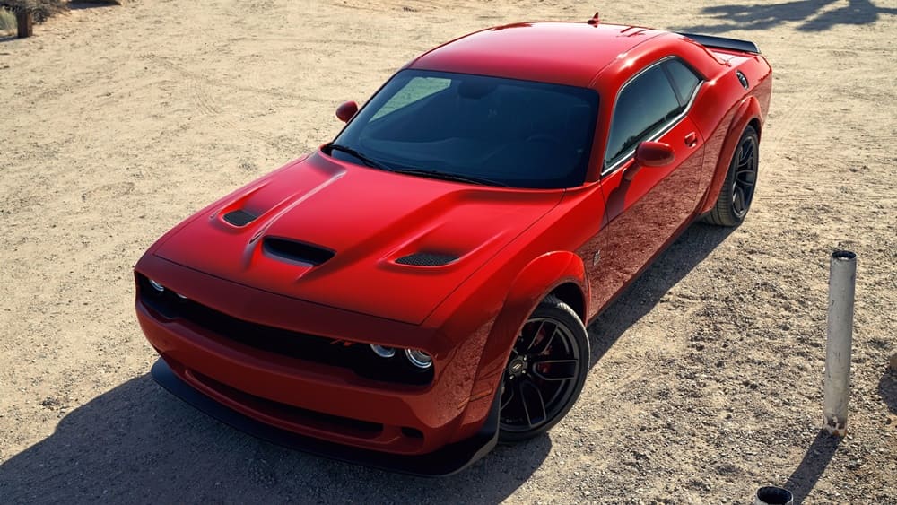 A parked red 2020 Dodge Challenger R/T Scat Pack