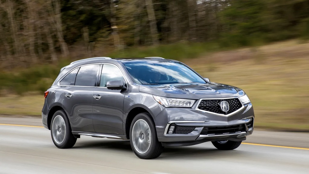 A silver 2017 Acura MDX Sport Hybrid on the move