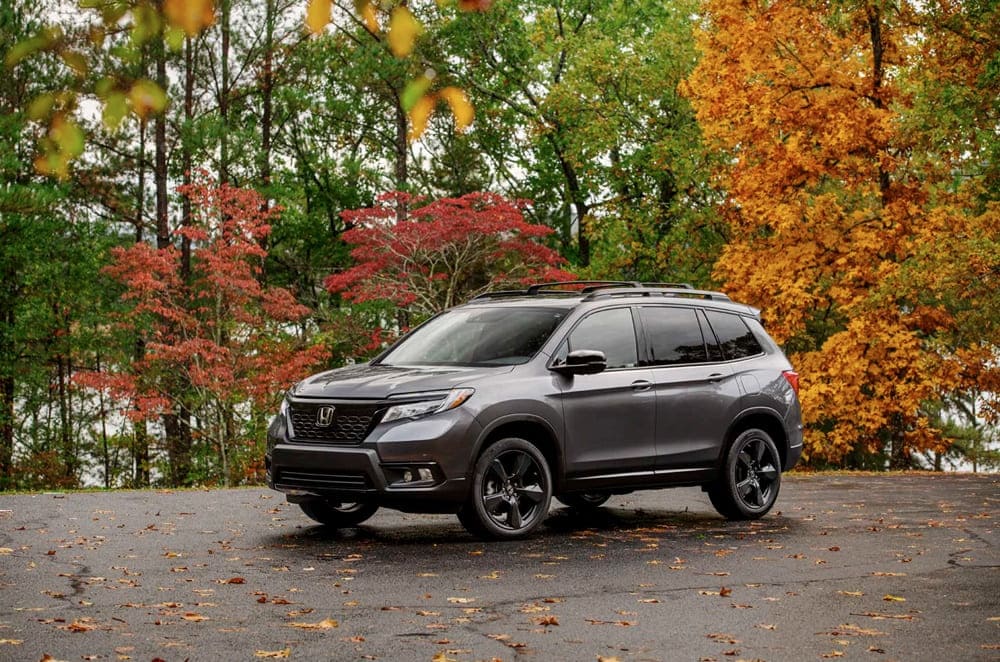 A parked silver 2020 Honda Passport