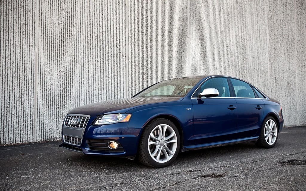 A parked blue 2012 Audi S4