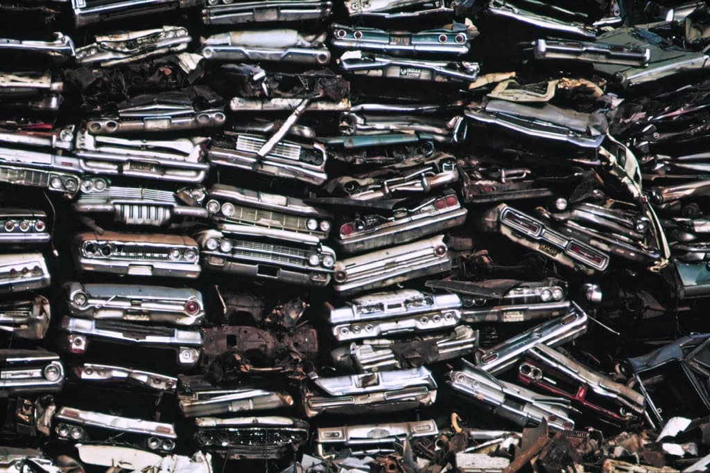 Junked cars at a landfill