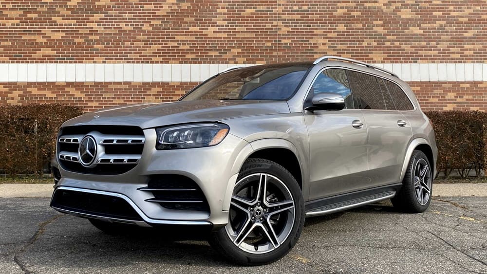 A parked silver 2020 Mercedes Benz GLS 580