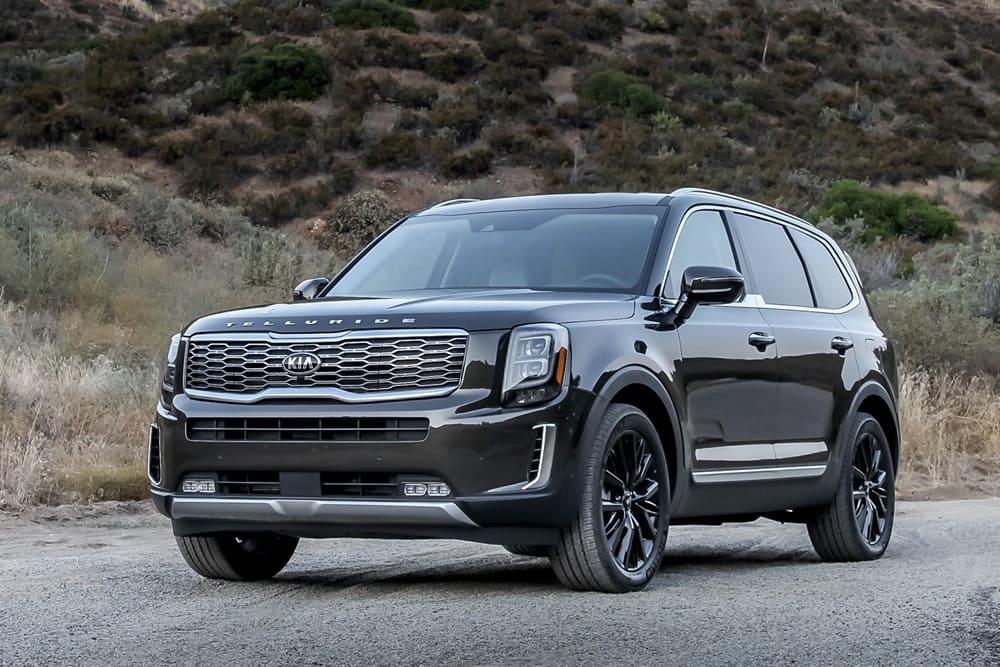 A parked black 2021 Kia Telluride