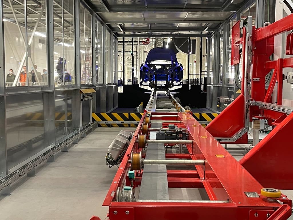 The interior of a Tesla factory