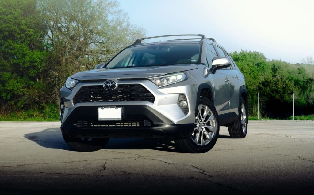 A Toyota RAV4 parked in an empty lot